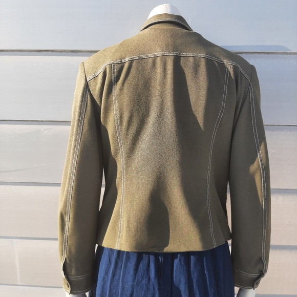 Western style jacket casual wear olive green - Picture 6 of 7